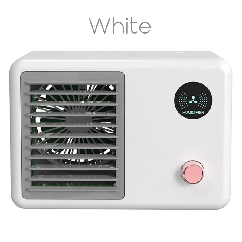LZINA™ | 2-in-1 Wireless Retro Radio-shape Fan with Humidifier, with Night Light, 3 Wind Modes & Adjustable Angle, for Desk, Table & More