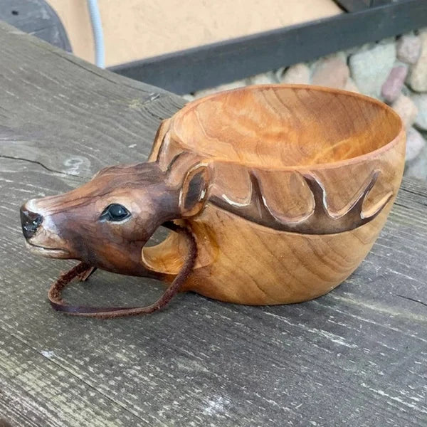 LZINA™ | Wooden Cup - WildSip - Handmade Animal Design - Adventurous Hydration