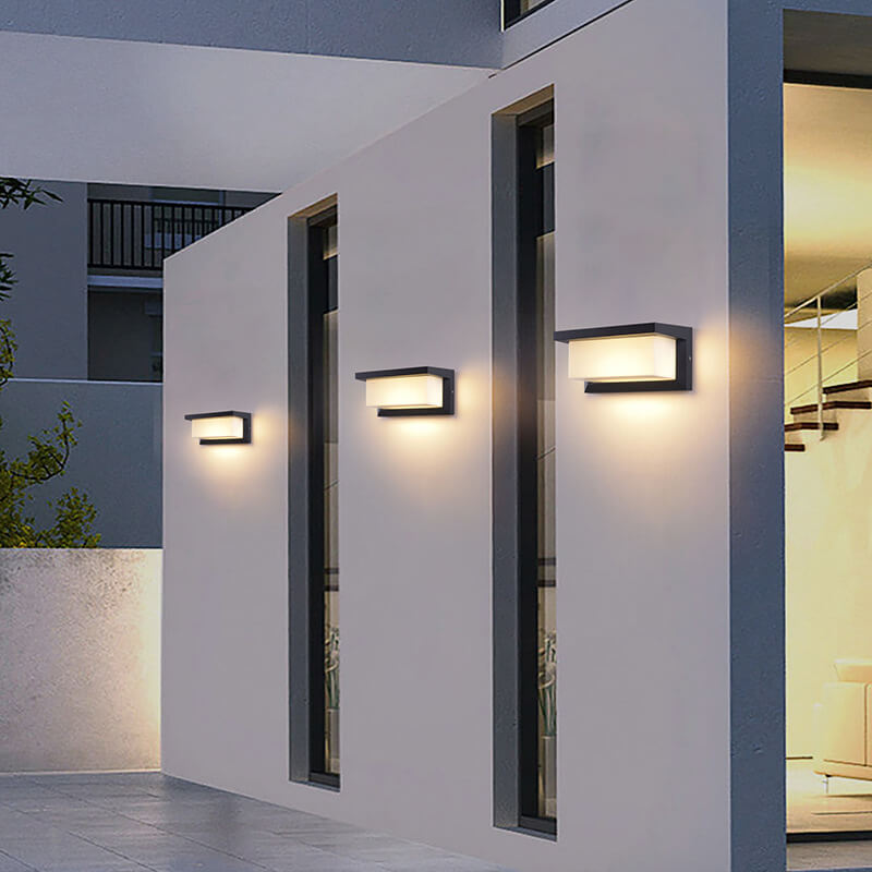 LZINA™ | Modern Minimalist Solar Rectangle PC LED Outdoor Wall Light Lamp For Outdoor Patio
