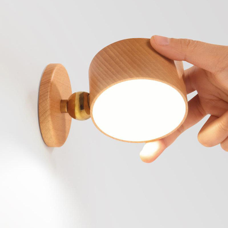 BowLift Wooden USB-Rechargeable Touch LED Night Light with Magnetic Wall Sconce
