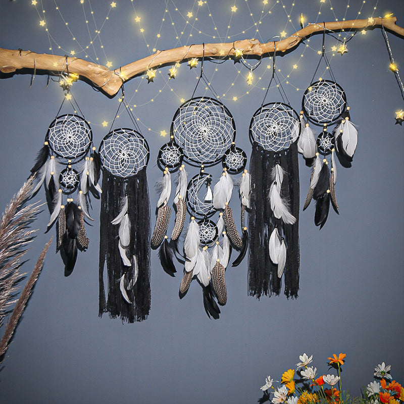 LZINA™ | Dream catcher moon and stars hang over the bed (5 pieces)