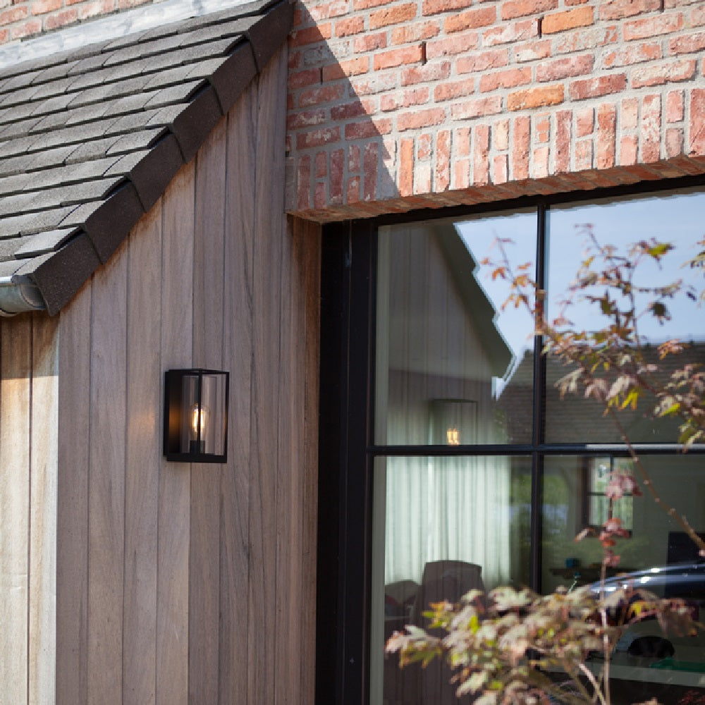 BowLift | Lutec Flair Matt Black Outdoor Vintage Flush Lantern Wall Light (5288803012)