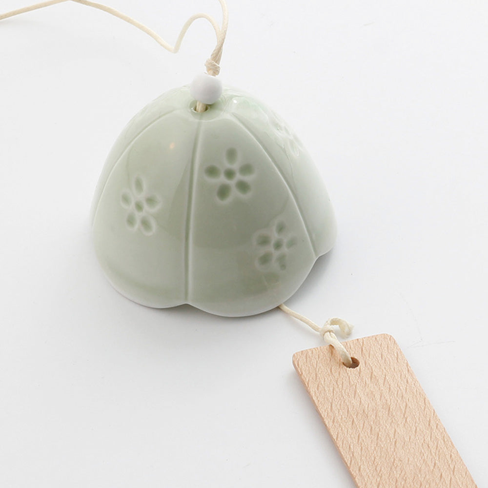 LZINA™ | Japanese Ceramic Bells, Sakura Bell Rings, Hanging Garden Bells, Living Space Garden Decoration, White