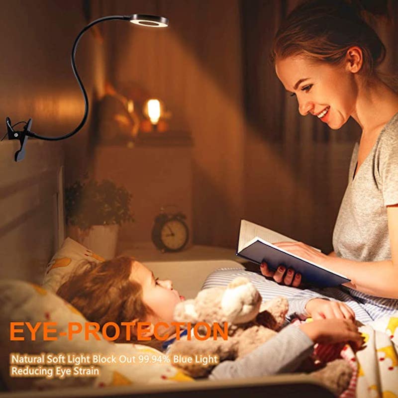BowLift Clip-On Reading Light: 48-LED, 3 Color Modes, 10 Brightness Levels, Eye Protection, Flexible Gooseneck