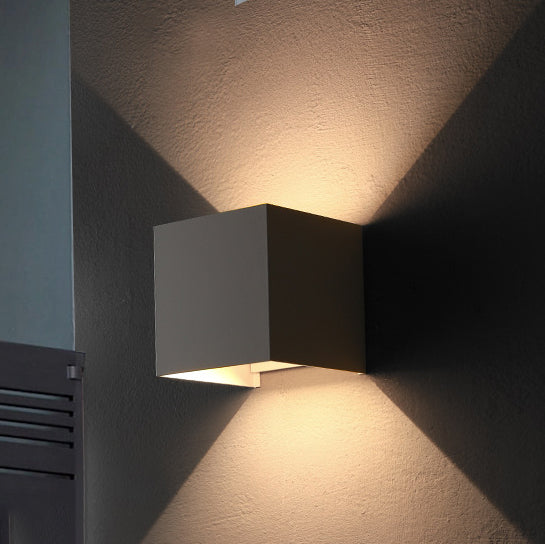 BowLift Modern Minimalist Waterproof Cube Up/Down Aluminum & Glass Induction LED Wall Light – Bedroom Lamp