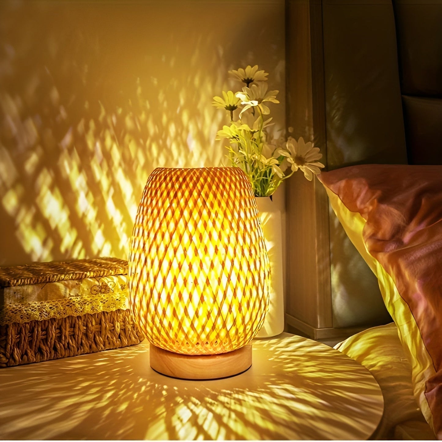 BowLift Bamboo Table Lamp with USB Power – Eco-Friendly, Energy-Saving Design