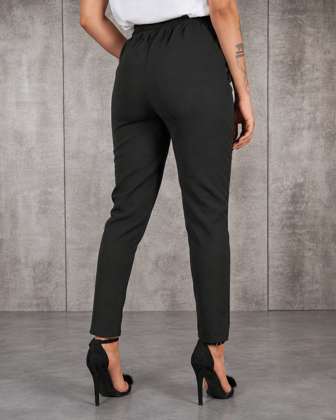 Women’s Straight Leg Casual Trousers with Elastic Waist, Drawstring and Belt
