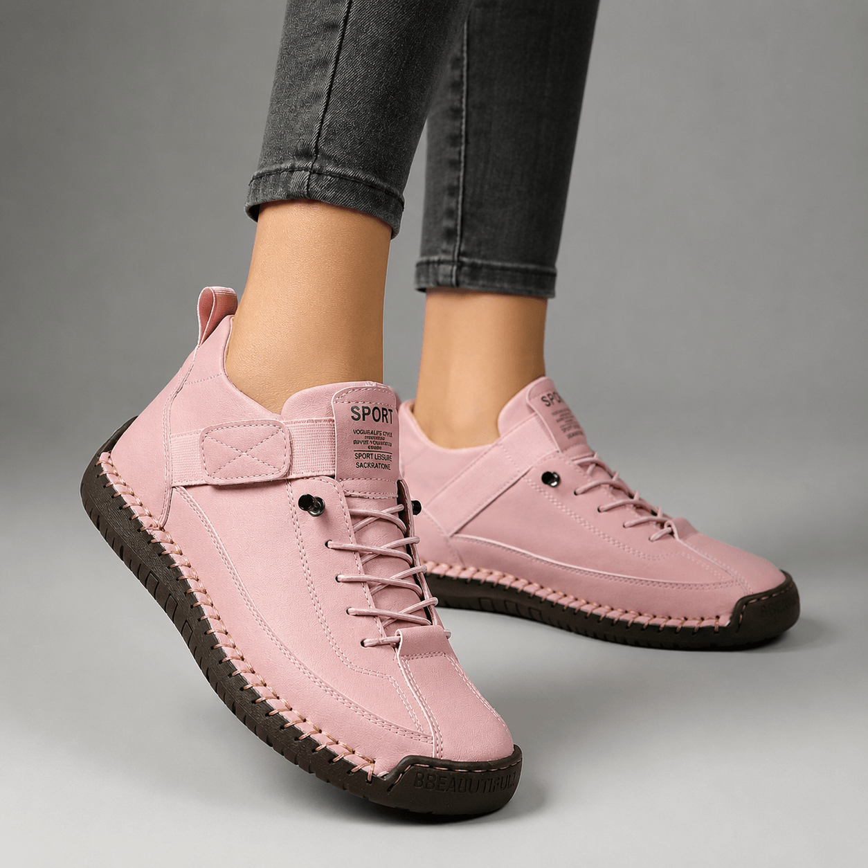 Women’s Wide Fit Leather Lace Up Ankle Shoes Waterproof Casual Boots