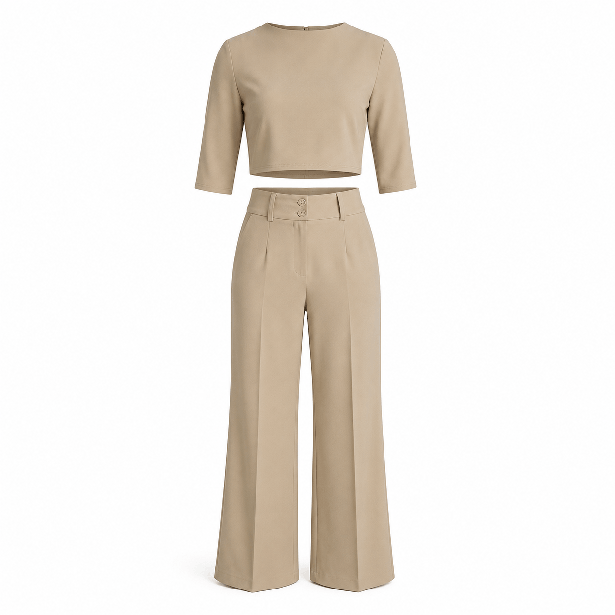 Women’s Boat Neck Crop Top & Wide Leg Trousers Co-Ord Set