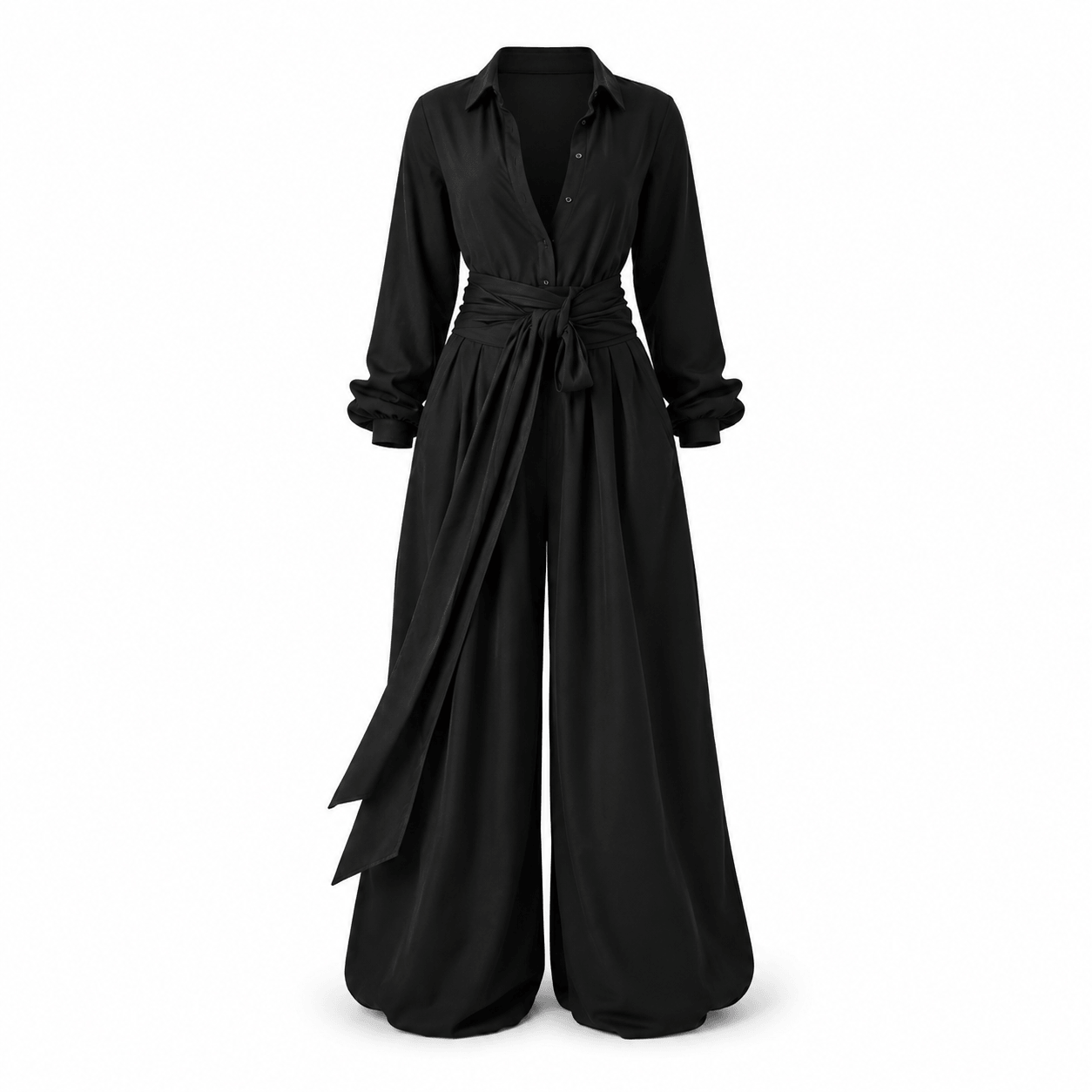 Women’s Two Piece Shirt & Wide Leg Trousers Set