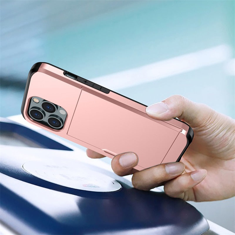 LZINA™ | Business Armor Slide Wallet iPhone Case