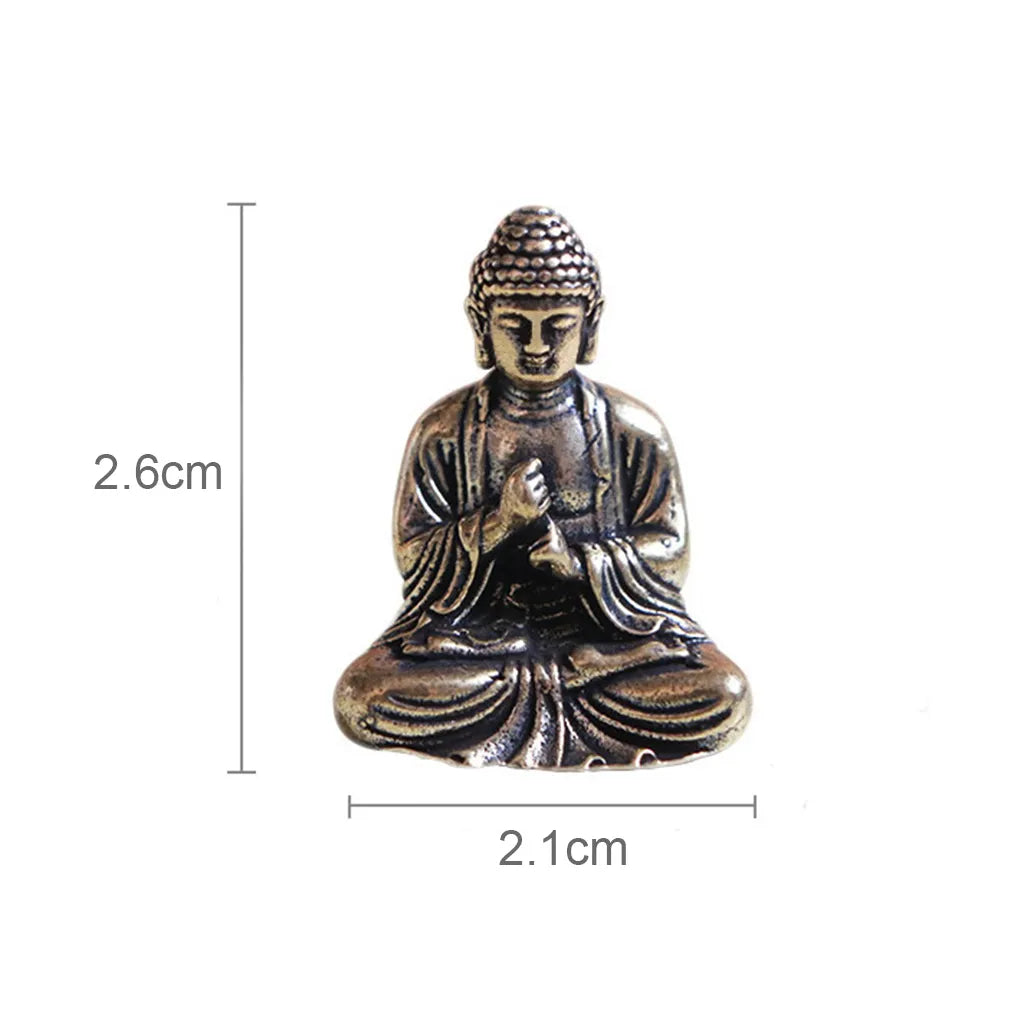 LZINA™ | 10 pieces mini brass sitting Buddha statue figure for travel Buddhism worship home office desk decoration