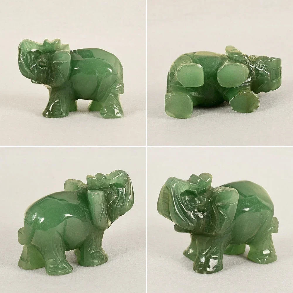 LZINA™ | Green Aventurine Jade Stone Elephant Statue