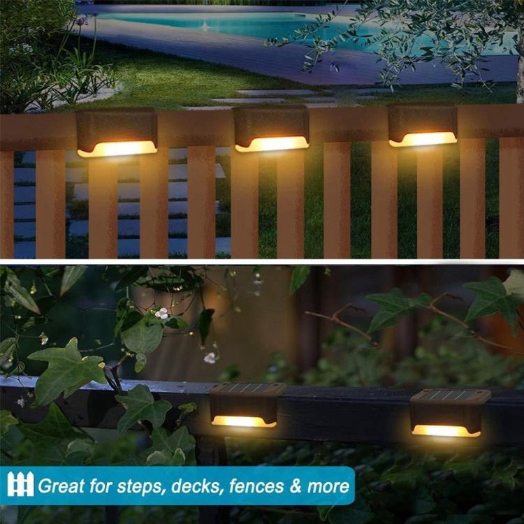 LZINA™ | 12 PCS Solar Powered LED Outdoor Step Light IP65 Waterproof Garden Lamp, Warm White Light (Brown)