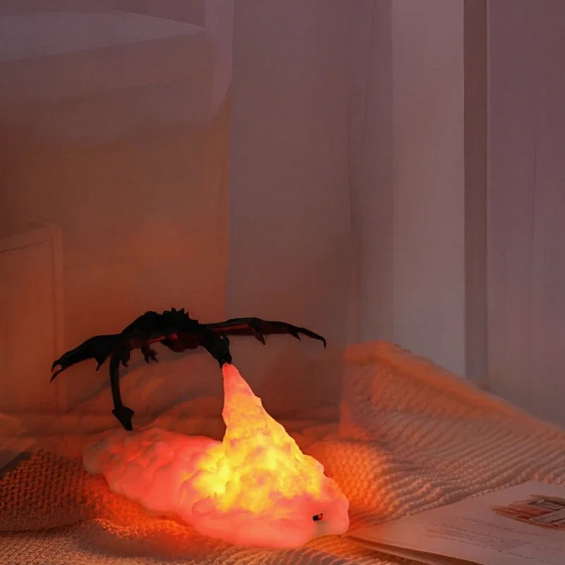 LZINA™ | LED Night Light with Dragon Flame – 3D Sculpture, USB Charging, Perfect for Gamers