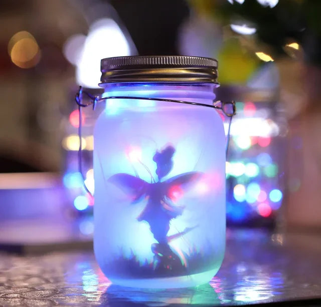 LZINA™ | Glass Fairy Lamp - Solar Mason Jar Lantern, IP65 Waterproof Outdoor Hanging Light