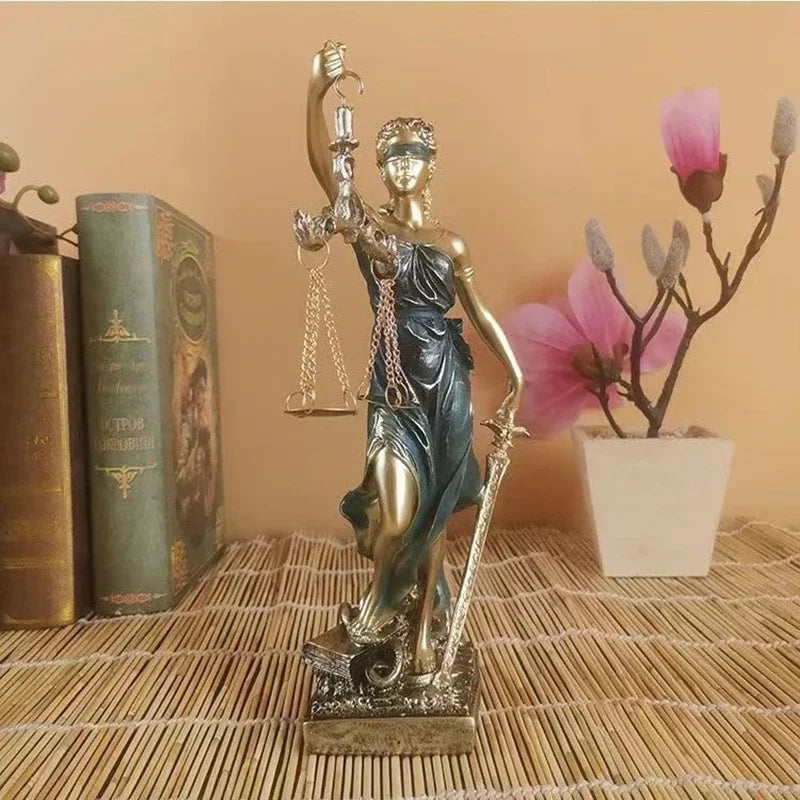 LZINA™ | ERMAKOVA European antique bronze Greek goddess of justice statue Fair Angels resin sculpture ornaments desktop home decoration gift