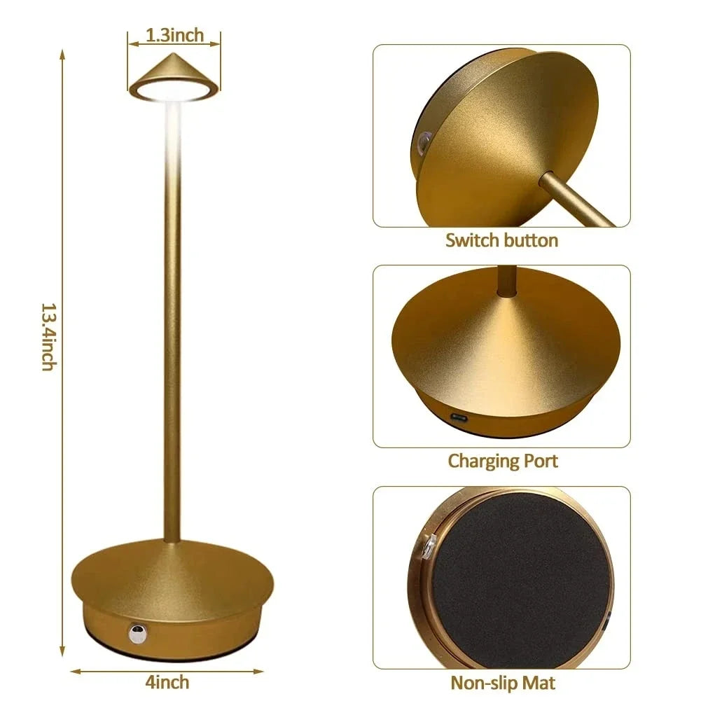 BowLift Rechargeable LED Table Lamp - Touch-Control, Creative Dining Room Lighting for Hotels, Bars & Coffee Areas - Pina Pro Decorative Desk Lamp