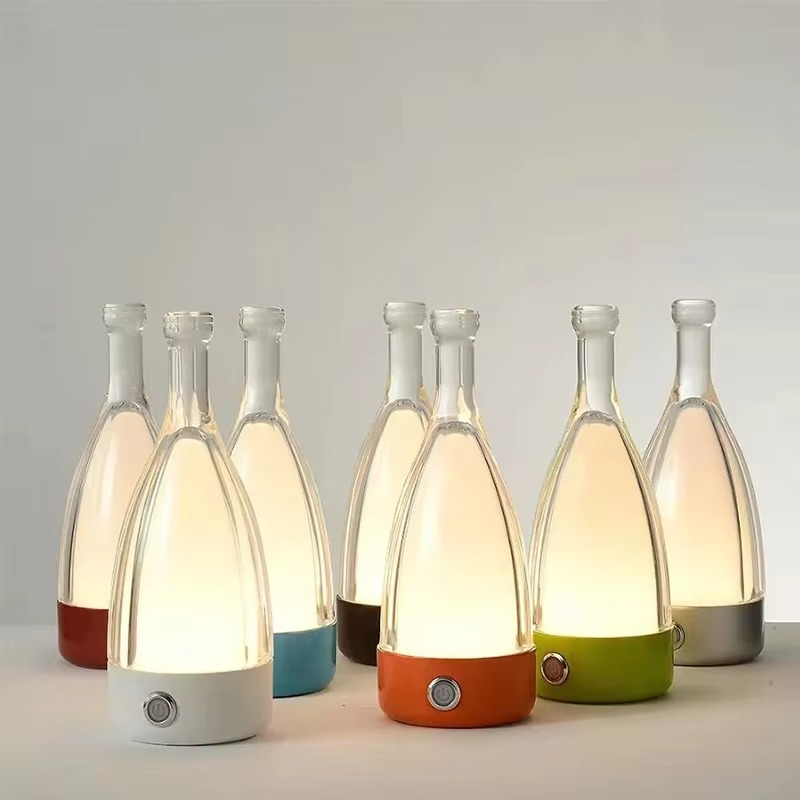 LZINA™ | Wine Bottle Desk Lamp with Bluetooth Speaker – Rechargeable Modern Bedside Night Light