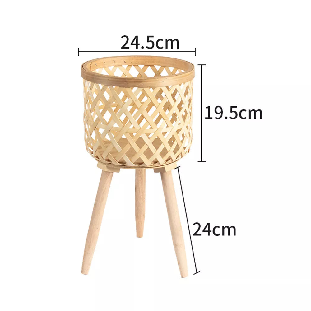 LZINA™ | Handcrafted Bamboo Woven Flower Pot with Stand Plant Flower Display Storage Stand DIY Storage Children's Plant Pots Home Decor
