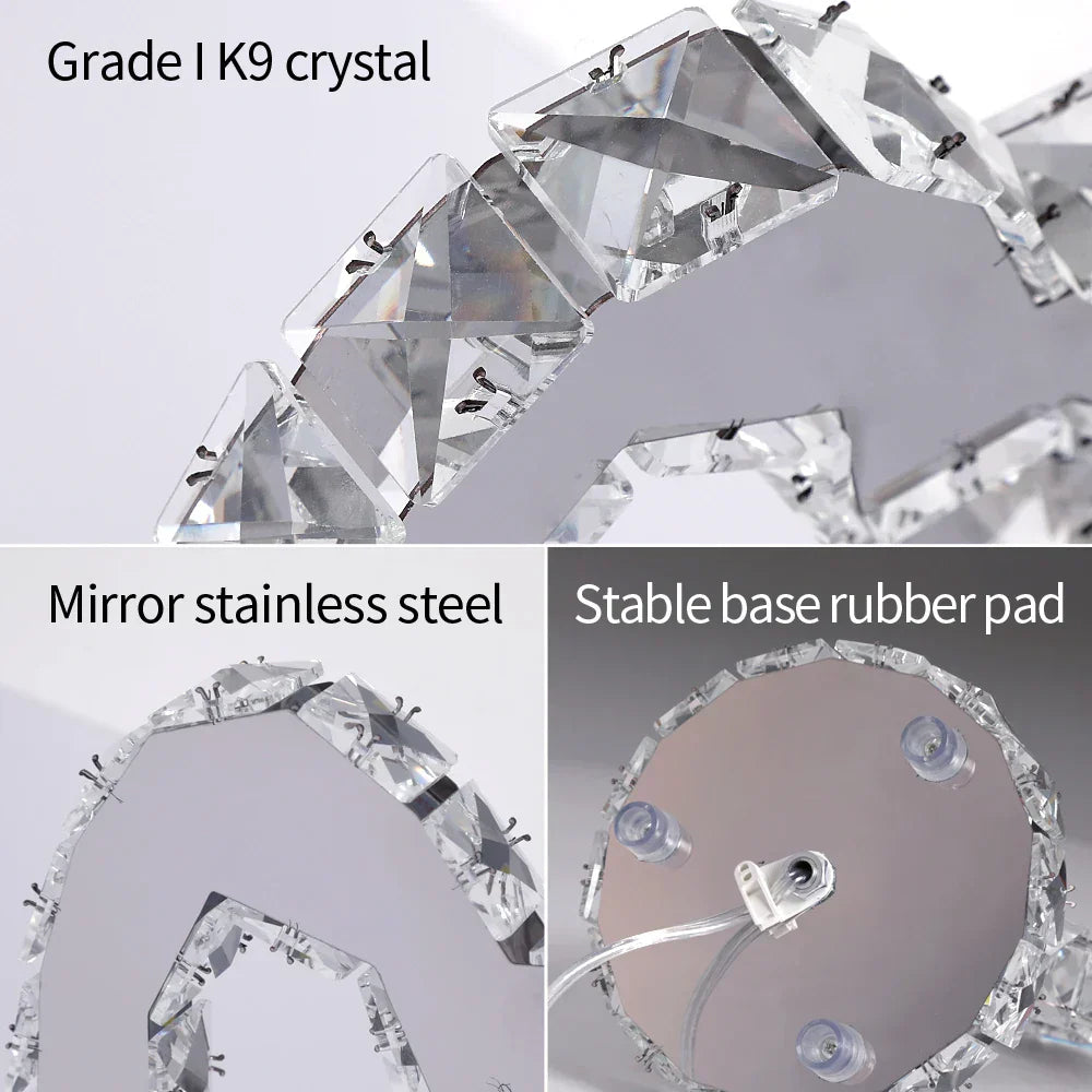 BowLift AmbientShine: Modern Crystal Table Lamp
