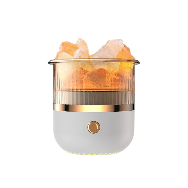 BowLift Himalayan Salt Crystal Lamp with Essential Oil Diffuser and USB Ultrasonic Humidifier for Home & Office