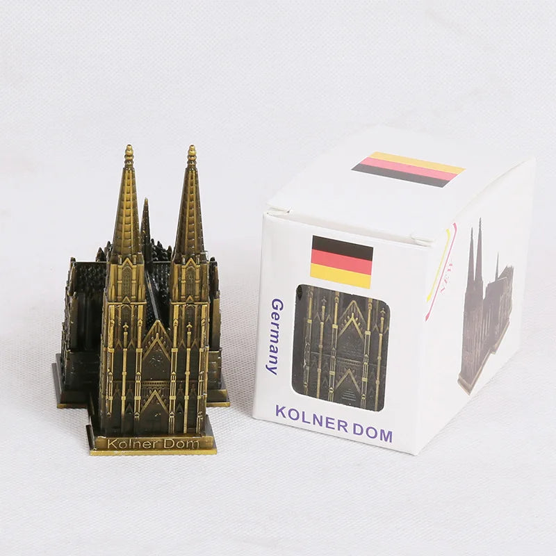 LZINA™ | Cologne Cathedral Model Metal Antique Bronze Germany Cologne Cathedral Building Figurine World Famous Landmark Architecture Decoration