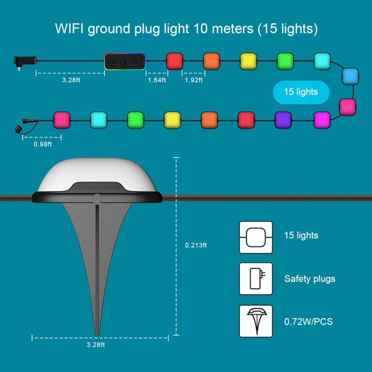 LZINA™ | CP01 Outdoor WIFI Smart APP Control Garden Light Music Synchronization Outdoor Ground Lights (US Plug)