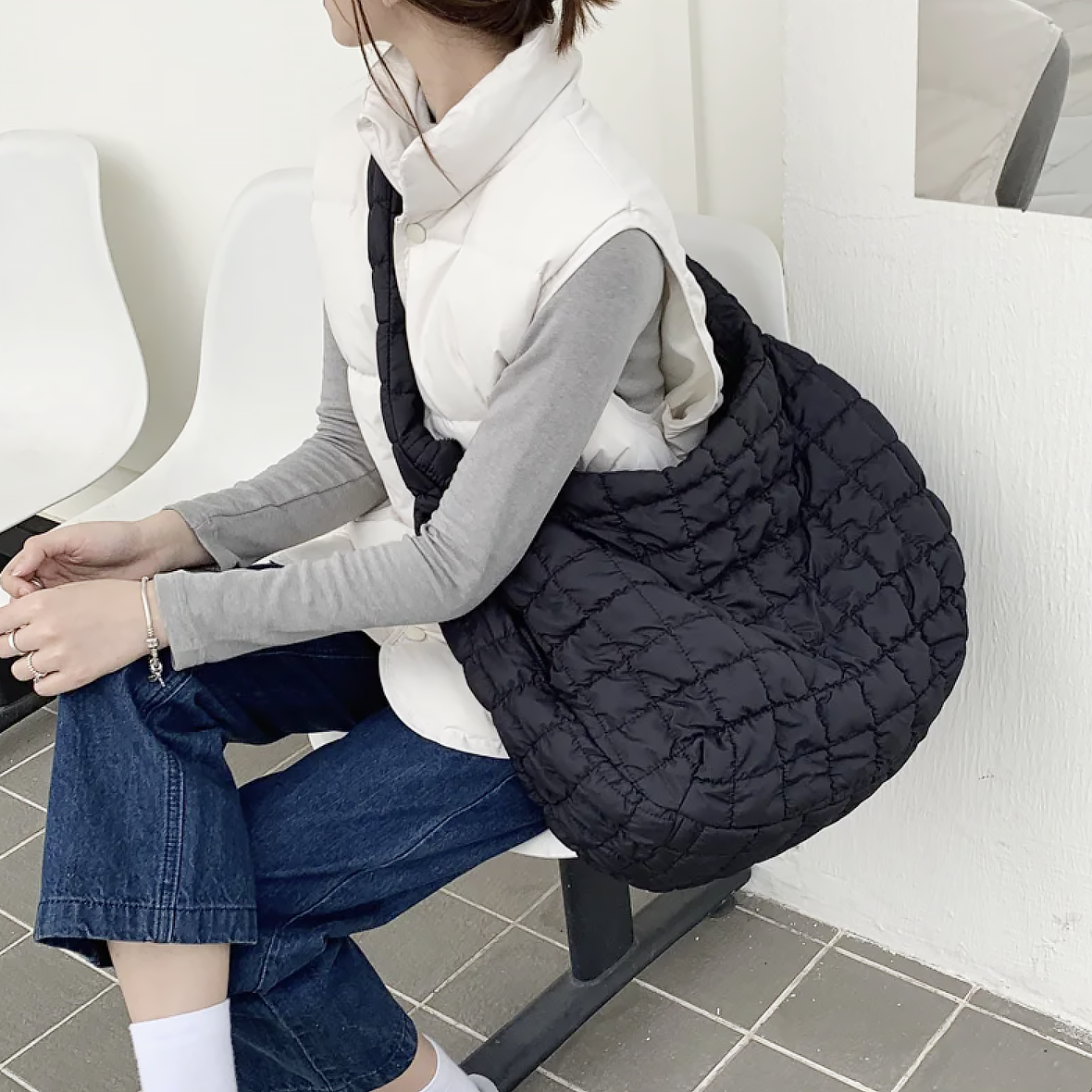 LZINA™ | Cross Quilt X-Large Shoulder Bag