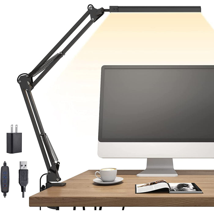 BowLift Clamp-On LED Desk Lamp — Adjustable Arm with Memory Function