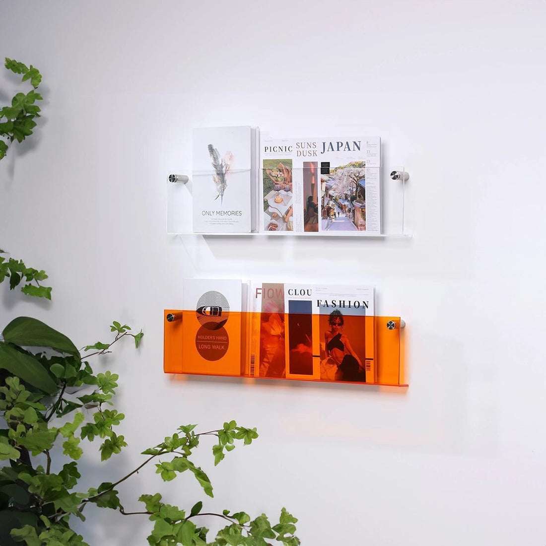 LZINA™ | Acrylic Wall-mounted Floating Magazine Rack