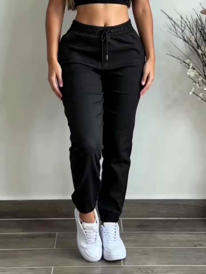 Women’s Cargo Trousers & Casual Workwear Pants – Drawstring Waist, Utility Pockets, Full-Length Polyester Cargo Joggers & Leisure Bottoms