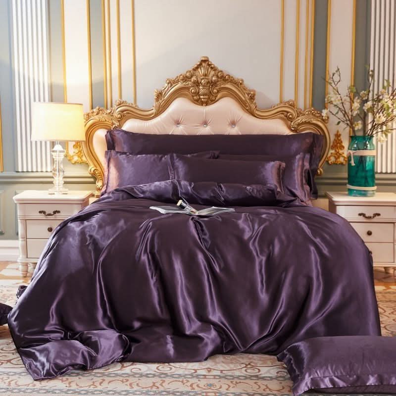 LZINA™ | Silk Satin 4-Piece Bedding Set with Duvet Cover
