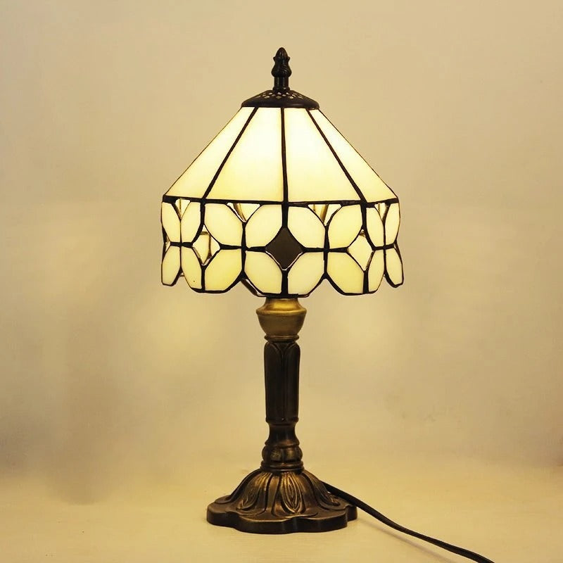 BowLift LED Table Lamp - Baroque Retro Style with Vintage Tiffany Glass (E27)