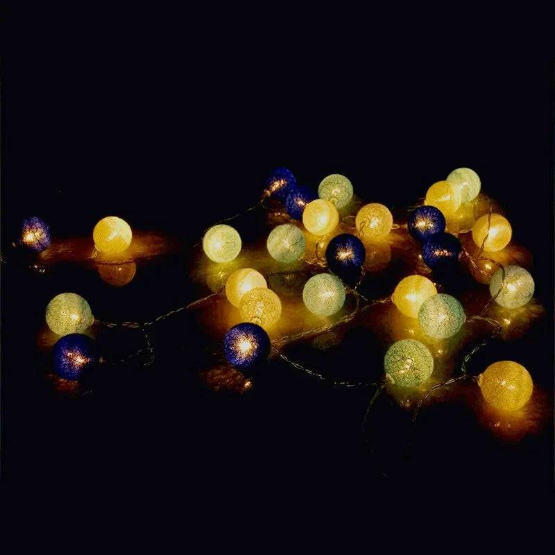 BowLift Whimsical Pastel Cotton Ball Fairy Lights Garland