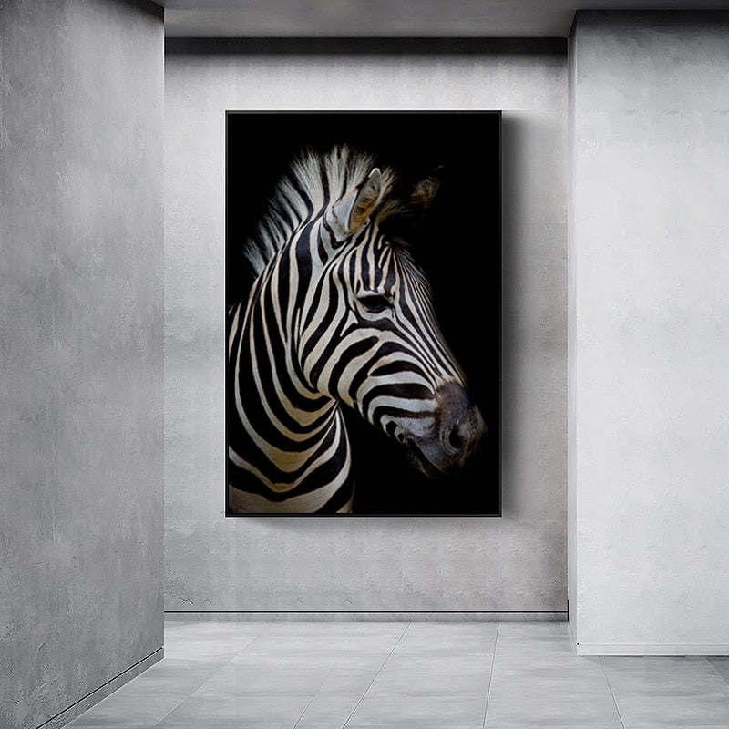 LZINA™ | Nature Wild Animals Africa Wildlife Black White - Canvas Wall Art Painting