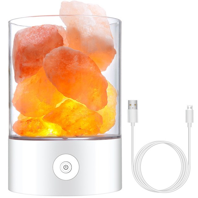 BowLift Himalayan Salt Desk Lamp & Air Purifier – White Finish, Soft Amber Glow & Clean Air