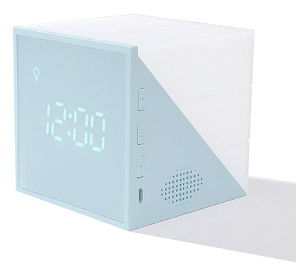 LZINA™ | Cube Alarm Clock, with Colorful Lights, Voice-control Night Light, Timer, Temperature Display and Long Battery Life, for Home & Office
