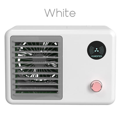 LZINA™ | 2-in-1 Wireless Retro Radio-shape Fan with Humidifier, with Night Light, 3 Wind Modes & Adjustable Angle, for Desk, Table & More