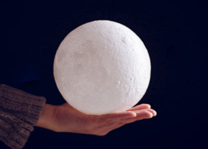 LZINA™ | Rechargeable 3D Moon Night Light, with Touch Control & USB Charging Cable, Best Gift for Friends, Kids and More