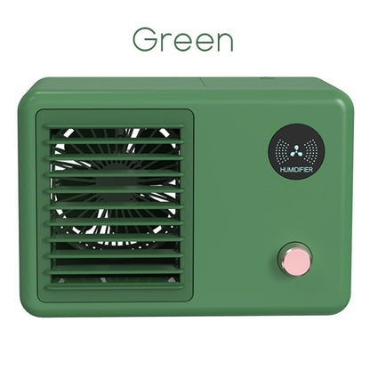 LZINA™ | 2-in-1 Wireless Retro Radio-shape Fan with Humidifier, with Night Light, 3 Wind Modes & Adjustable Angle, for Desk, Table & More