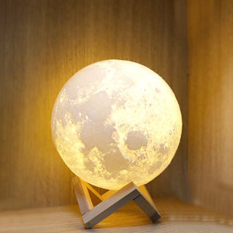LZINA™ | Rechargeable 3D Moon Night Light, with Touch Control & USB Charging Cable, Best Gift for Friends, Kids and More