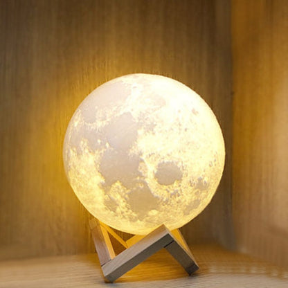 LZINA™ | Rechargeable 3D Moon Night Light, with Touch Control & USB Charging Cable, Best Gift for Friends, Kids and More