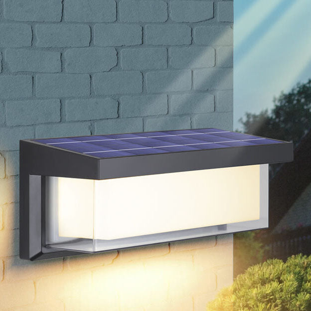 LZINA™ | Modern Minimalist Solar Rectangle PC LED Outdoor Wall Light Lamp For Outdoor Patio