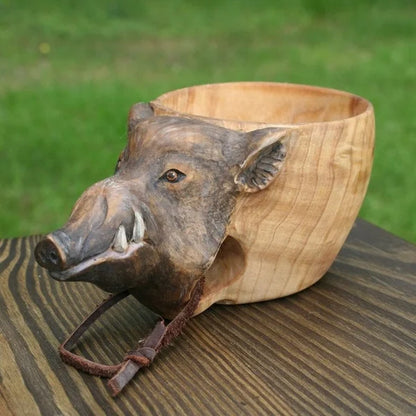 LZINA™ | Wooden Cup - WildSip - Handmade Animal Design - Adventurous Hydration
