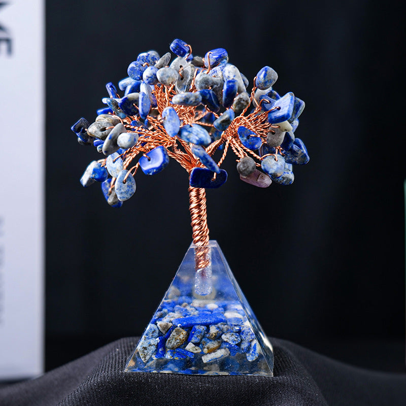 LZINA™ | Natural Stone Gravel Pyramid Base Feng Shui Tree