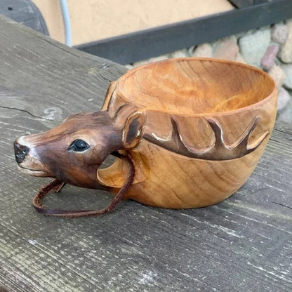 LZINA™ | Wooden Cup - WildSip - Handmade Animal Design - Adventurous Hydration