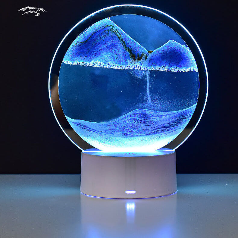 BowLift Creative Round Hourglass Quicksand 3D LED Night Light Table Lamp