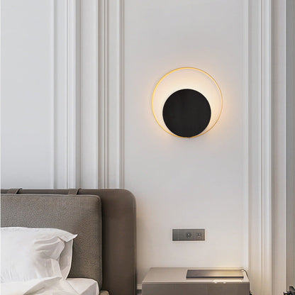BowLift Modern Minimalist Iron Circle Ring One-Light Wall Sconce for Bedroom