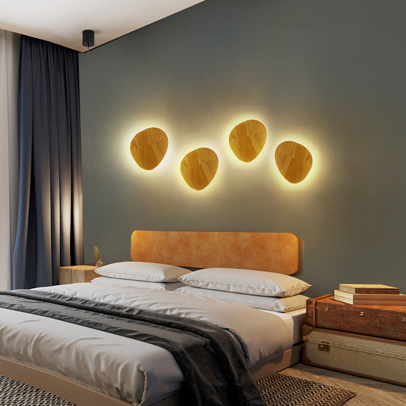 BowLift Modern Minimalist Wood LED Wall Light — Round, Irregular Oval Wall Lamp for Living Room